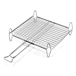 Image of Griglia barbecue rete doppia con piedi acciaio (45x40cm) A14045 cod094