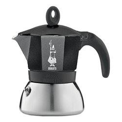 Caffettiera Alluminio 6 Tazze MOKA INDUCTION Cromo e Nero 006936