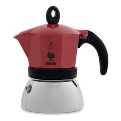 Caffettiera Alluminio 4 Tazze MOKA INDUCTION Cromo e Rosso 0006944 NP