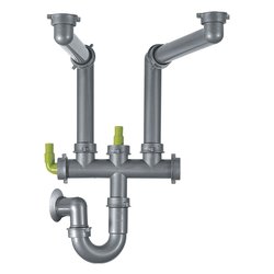 Sifone scarico per lavelli 2 vasche (1"1/2F) Grigio 112 0048 209