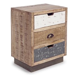 TUDOR Comodino 3 Cassetti Multicolor (45x33x60cm)