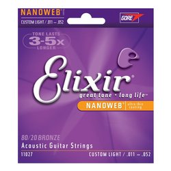 Muta corde chitarra acustica NANOWEB 80 20 Custom Light Bronze 11027