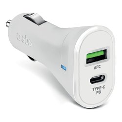 Caricabatterie accendisigari USB Type-A, USB Type-C CAR CHARGER 20W Dual Power Delivery White TECRPD20W