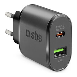 Caricabatterie USB Type-A, USB Type-C WALL CHARGER 25W Power Delivery Black TETRPD25W