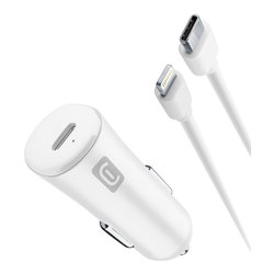 Caricabatterie accendisigari USB Type-C CAR CHARGER KIT 20W Bianco CBRIPHKITC2LMFI20W