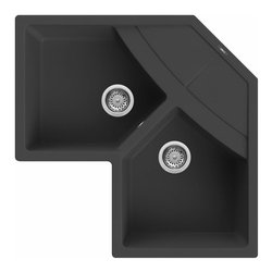 Lavello 2 vasche (83x83cm) Angolare UNICO CORNER Nero Opaco LGUCOR40