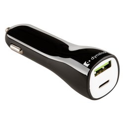 Caricabatterie accendisigari USB Type-A, USB Type-C 45W Dual Black e White PX2000E 1CHG