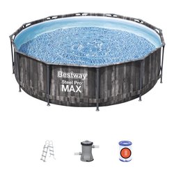 Piscina con pompa filtro (366x100cm) per 3 - 4 persone STEEL PRO MAX Effetto legno 5614X