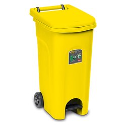 Bidone carellato (80L) con pedale URBAN ECO SYSTEM Giallo 25605