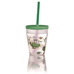 Bicchiere con cannuccia (385ml) Dino Verde 000852