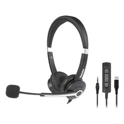 Cuffie microfono filo RENOVA HEADSET Cjs Black e Silver HHEADM CJS
