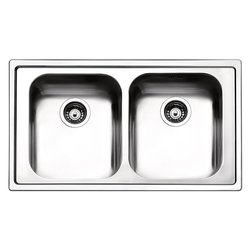 Lavello 2 vasche (86x50cm) LINEAR Inox Spazzolato LN862IBC