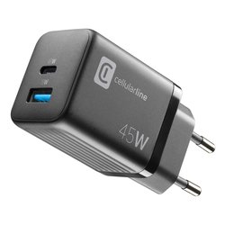 Caricabatterie USB Type-C, USB Type-A MULTIPOWER MICRO 45W GaN Power Delivery Black ACHUSBGAN2PD45WK