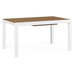 Tavolo da esterno alluminio ELIAS Allungabile Teak e Bianco (140-200x90x75cm) 0662823