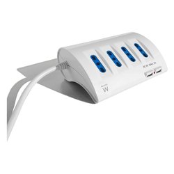 Multipresa tavolo 5 uscite; 2 prese USB EWENT 10/16A Con Interruttore Bianco EW3934