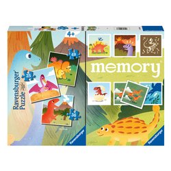Puzzle 1x25 pz, 1x36 pz, 1x49 pz Con Memory Dinosauri 4a+ MULTIPACK 20986