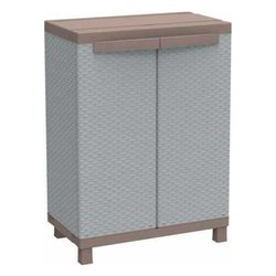 C RATTAN 680 Armadio plastica 2 Ante battenti Grigio e Tortora (70cm) Mobile KIT