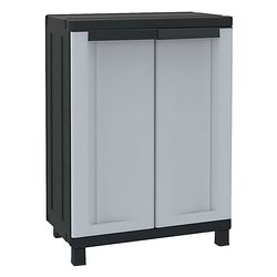 TWIST Black 680 Armadio plastica 2 Ante battenti Grigio e Nero (70cm) Mobile KIT