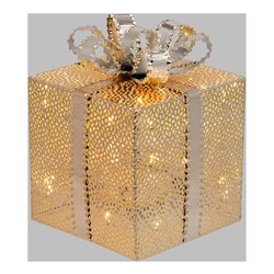 Pacco regalo luce fissa (16x16x21,5cm) XMAS KING 30 luci - LED IP20 Champagne 63327