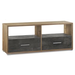 DOUBLE Db801 Base soggiorno Noce stelvio e Ossido nero (139x41x57cm)