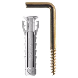 Set tasselli plastica con gancio appendiquadri (4mm) Sx Plus 4x20 G K ( 10 pz) Ottonato 567555
