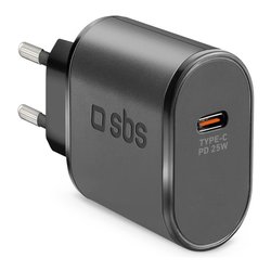 Caricabatterie USB Type-C WALL CHARGER 25W Power Delivery Black TETR1CPD25