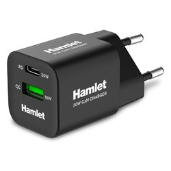 Caricabatterie USB Type-C, USB Type-A 30W Dual Port GaN Power Delivery Black XPDC G3018Q