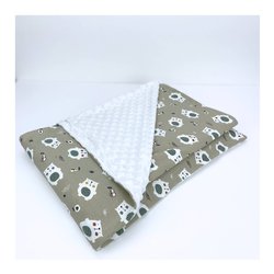 Coperta lettino Orso beige PLOB Jersey Cotone 100% e Pile Minky 100% poliestere