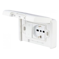 Placca elettrica con presa e interruttore bipolare bianco serie Premontata PP6098X Presa Pluristd 2P+T 10/16A; Interruttore bipolare 2P+T 16A