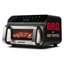 Image of Friggitrice ad aria 2000W (10Lt) FRIGGISANO BBQ nero e argento G10181 cod094