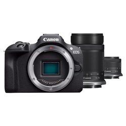 Fotocamera mirrorless 24Mpx EOS R100 Kit RF S 18 45mm F4.5 6.3 IS STM + RF S 55 200mm F5 7.1 IS STM Black 6052C023