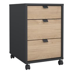 Image of SIGN Cassettiera ufficio 3 Cassetti Matt grigio e Jackson hickory (40cm) Mobile KIT cod094