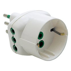 Image of Adattatore con spina italiana 10A 2 prese 2P+T 10A e 1 presa 2P+T (std italiano 10A e tedesco 16A terra laterale) Bianco 87210 cod094