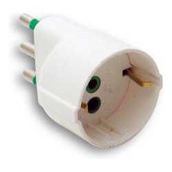 Image of Adattatore con spina italiana 16A 2P+T (std italiano 10A e tedesco 16A terra laterale) Bianco 87130 cod094