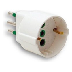Image of Adattatore con spina italiana 10A 2P+T (std italiano 10A e tedesco 16A terra laterale) Bianco 87120 cod094