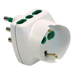 Image of Adattatore con spina italiana 16A 2 prese 2P+T 10/16A bipasso italiano e 1 presa 2P+T 10/16A pluristd italiano e tedesco VERTCAL SYSTEM Bianco 87240 cod094