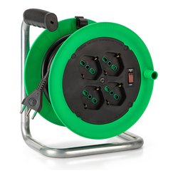 Avvolgicavo elettrico ZEUS 4P e interruttore Verde e Nero H05VV-F 3x1 mmq 15m 146106