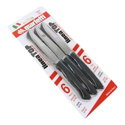 Set coltelli bistecca Inox 6 pz lama dentata 11,5 cm TOP Nero 27TPB06N