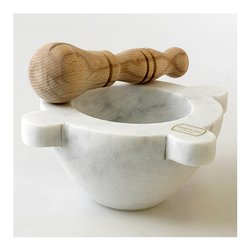 Mortaio (16x9cm) con pestello legno Bianco