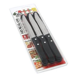 Set coltelli bistecca Inox 6 pz lama dentata 11,5 cm RIVETTATA Nero 28RBV6N