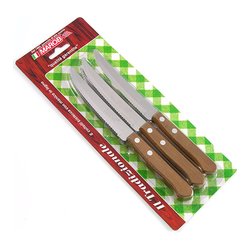 Set coltelli bistecca Inox 6 pz lama dentata 11,5 cm TRADIZIONALE Noce 914TRB06