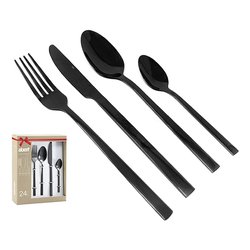 Set posate tavola 24 pz Inox BOND BLACK Nero LBN4280240F