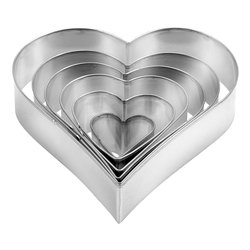 Formine biscotti 6 pz Cuore d. 2,5 - 8,5 cm DELICIA Silver 631362