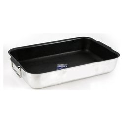 Rostiera Antiaderente (42,7x29,7x8cm) angoli tondi maniglie snodate PROFESSIONAL Silver e Nero ALSA150S40