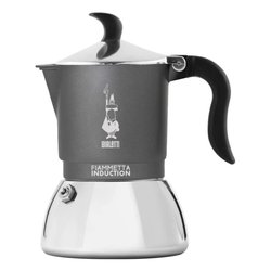 Caffettiera Alluminio 4 Tazze FIAMMETTA Grigio e Cromo 0007145