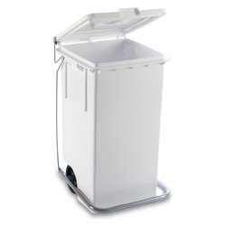 Bidone carellato (100L) con pedale e reggisacco MAX Bianco