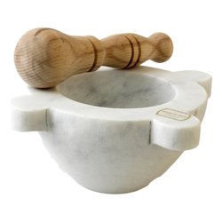Mortaio (18x10cm) con pestello legno Bianco