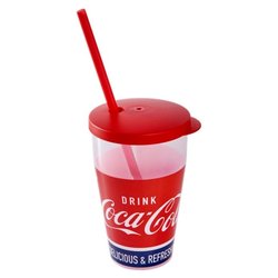 Bicchiere con cannuccia (500ml) COCA-COLA Rosso 002001