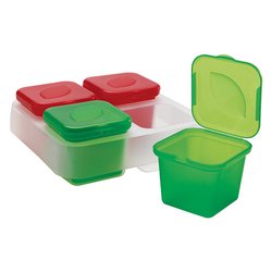 Contenitore alimenti congela sughi aromi (15,5x15,5x4,5cm) Rosso e Verde 033060