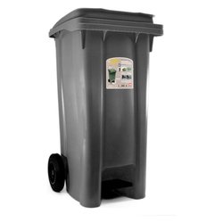 Bidone carellato (120Lt) con pedale URBAN ECO SYSTEM Grigio 25706